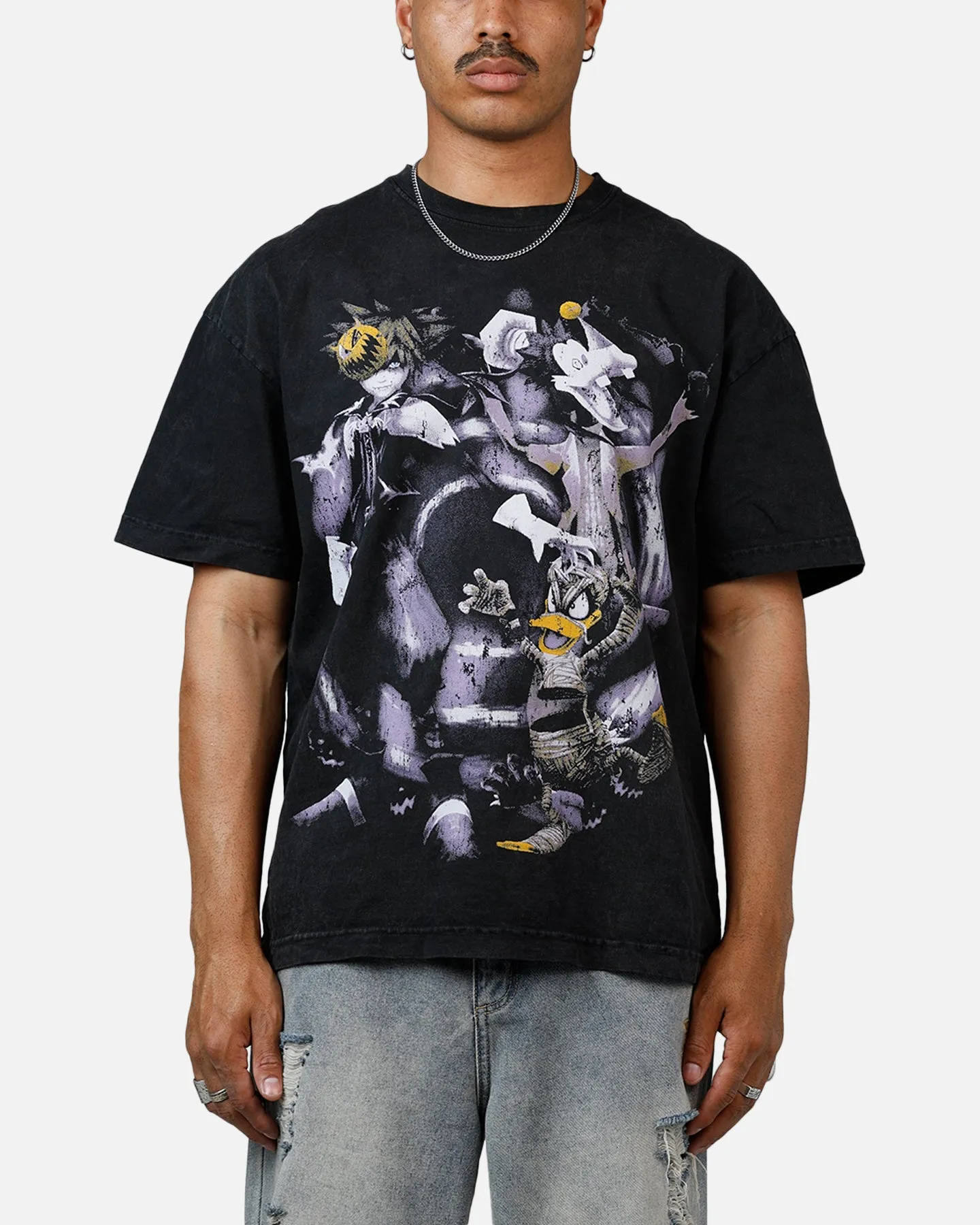 Goat Crew Disney Kingdom Hearts Halloween Town Heavyweight T-Shirt Black Acidwash