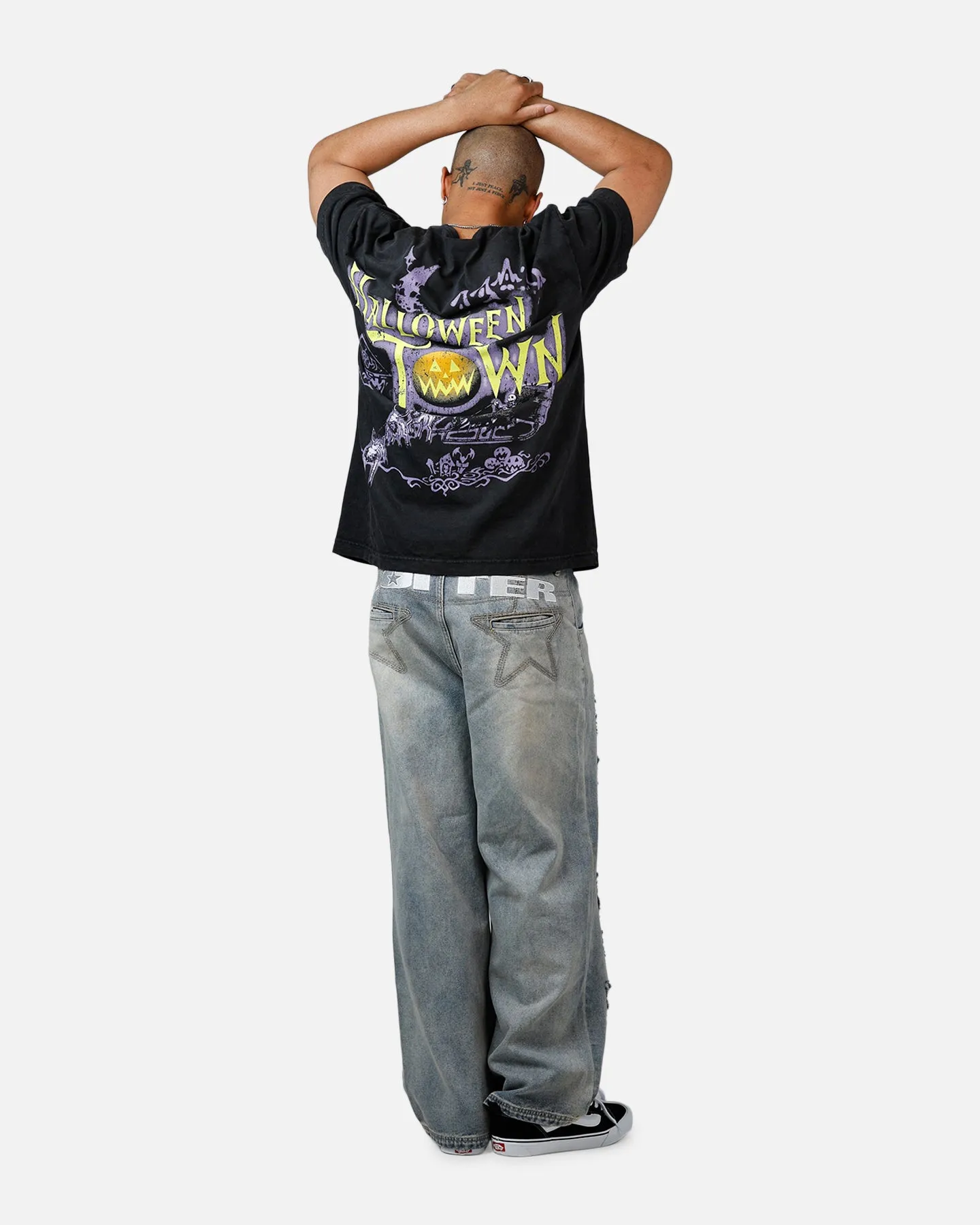 Goat Crew Disney Kingdom Hearts Halloween Town Heavyweight T-Shirt Black Acidwash
