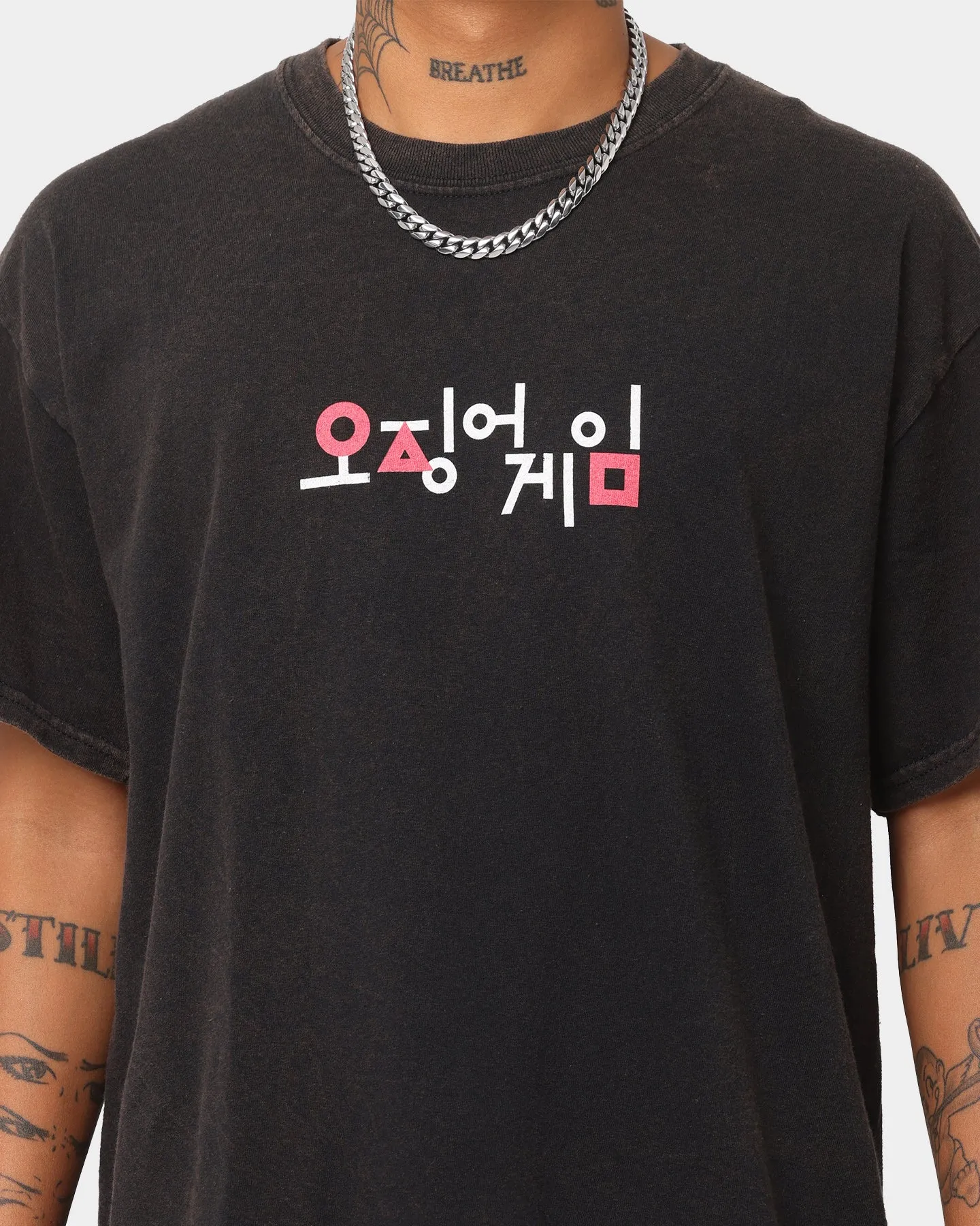 Goat Crew X Squid Game Logo Vintage T-Shirt Black Wash