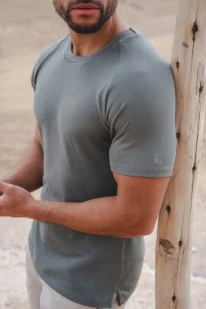 Knit Look T-Shirt in Khaki Grey