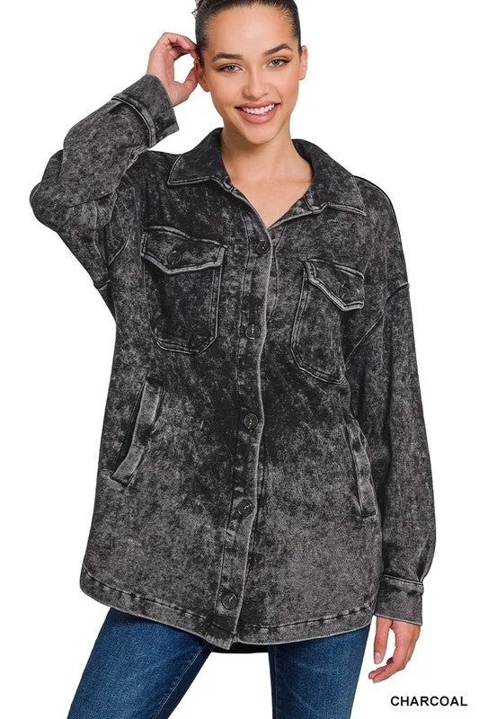Mineral Washed Shacket by Zenana