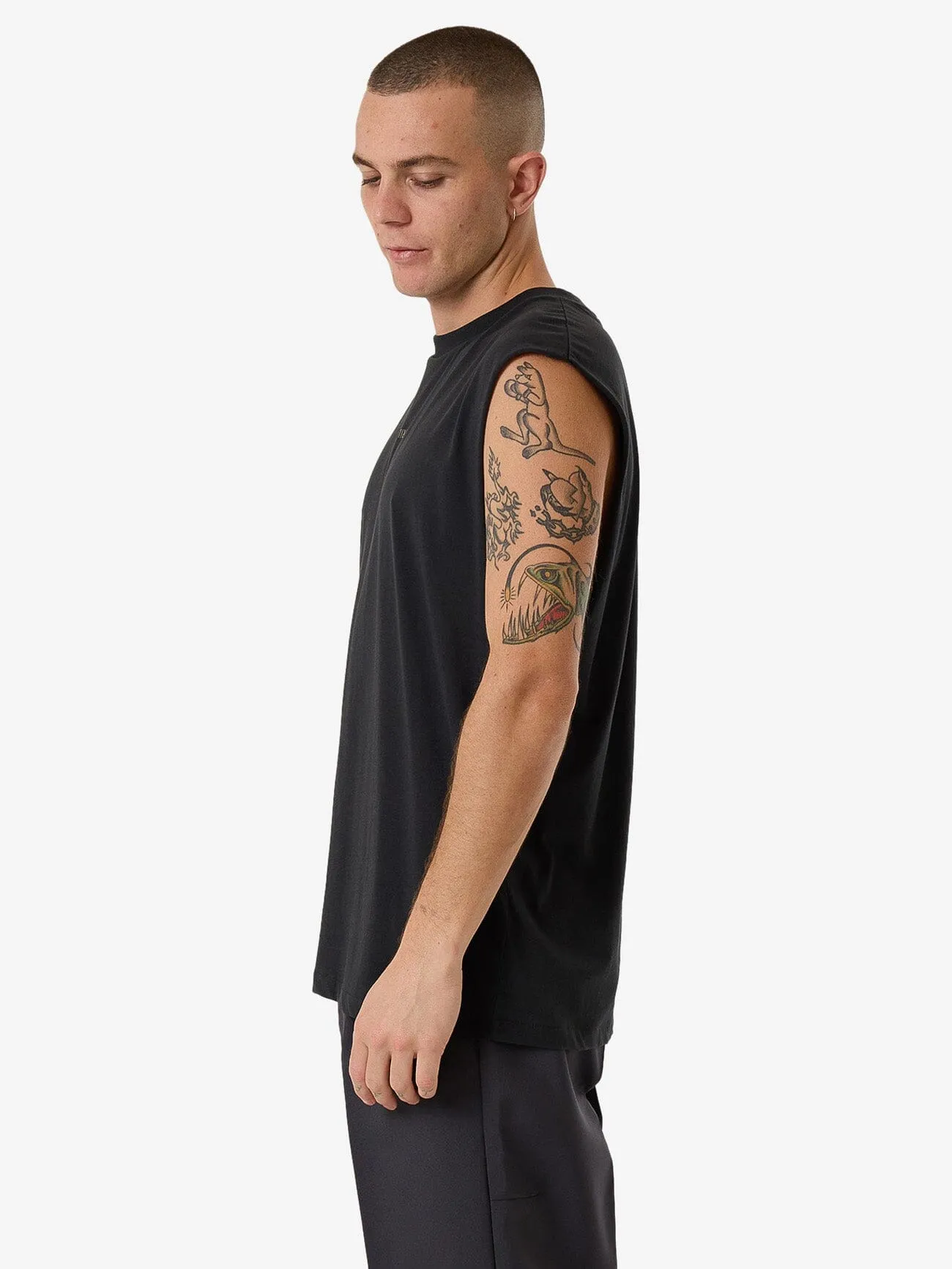 Minimal Thrills Merch Fit Muscle Tee - Faded Black