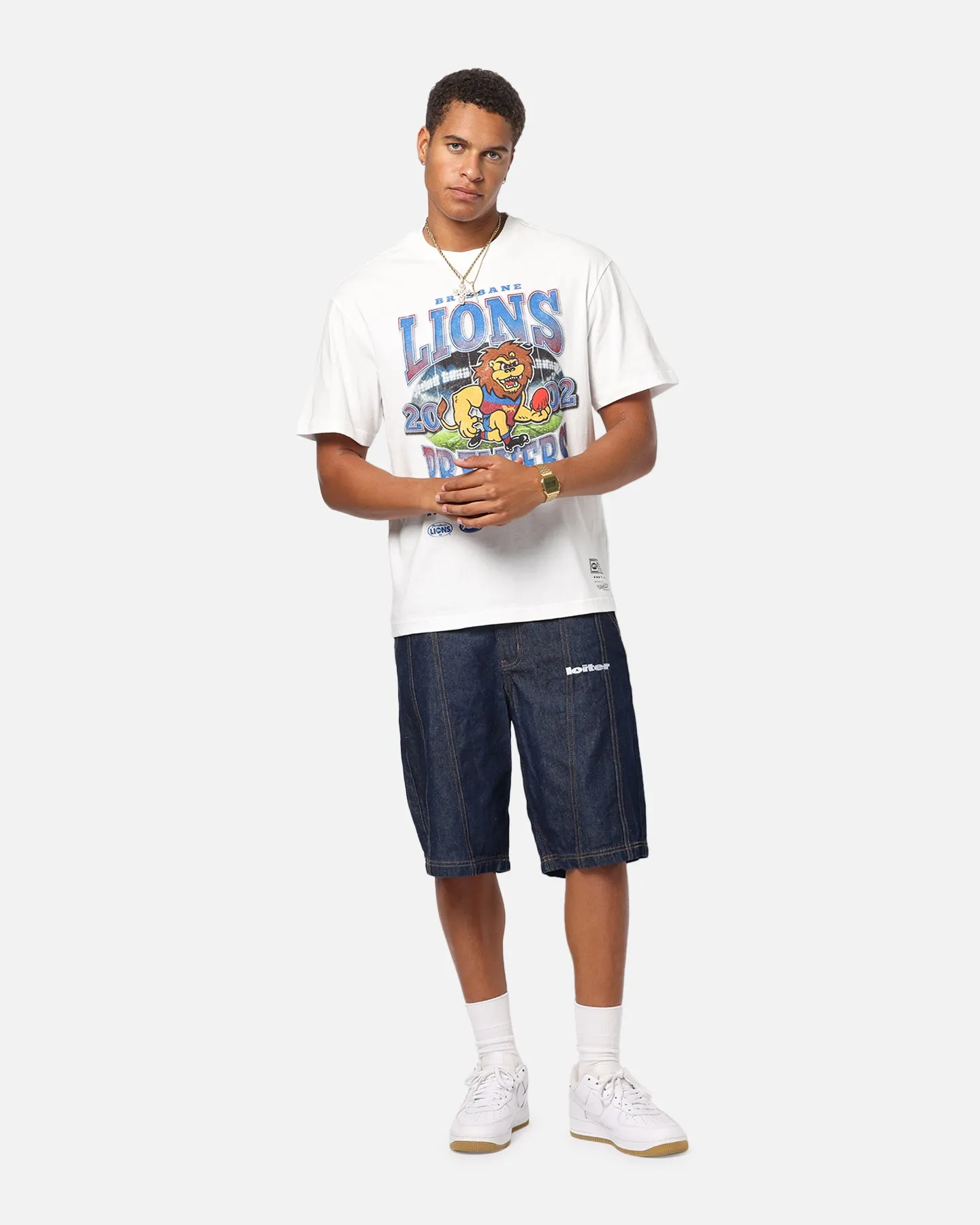 Mitchell & Ness Brisbane Lions Mascot T-Shirt Vintage White
