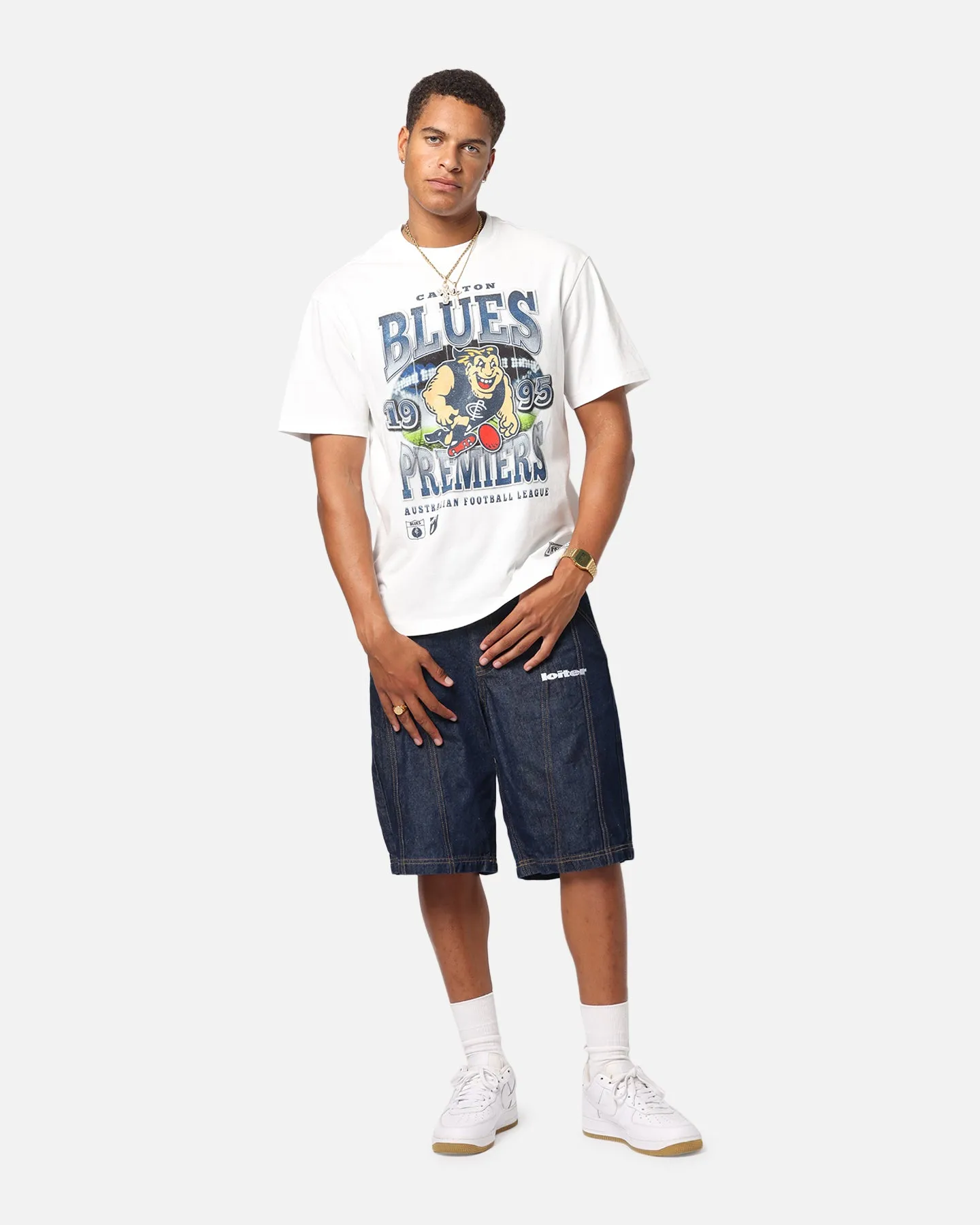 Mitchell & Ness Carlton Blues Mascot T-Shirt Vintage White