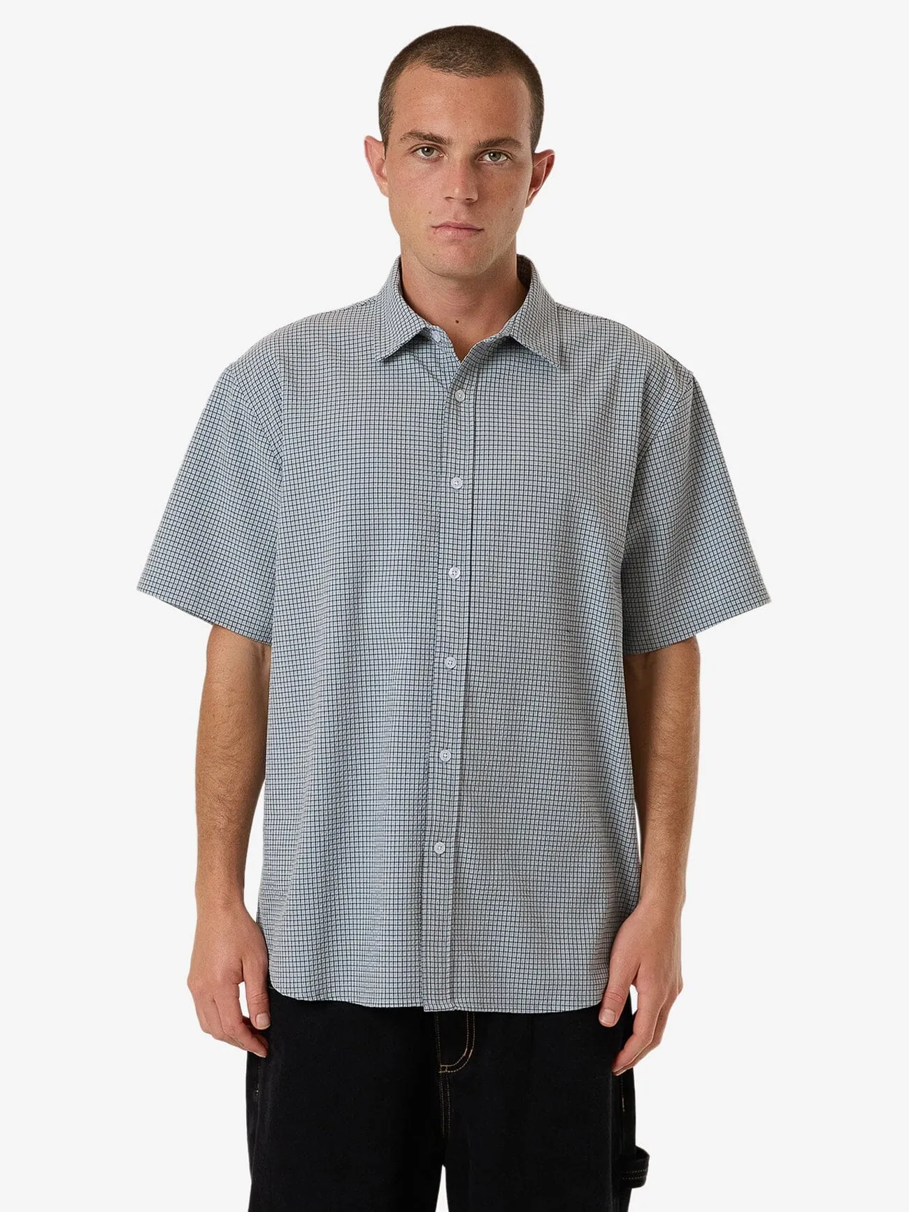 Morphing Check Short Sleeve Shirt - Crystal Blue