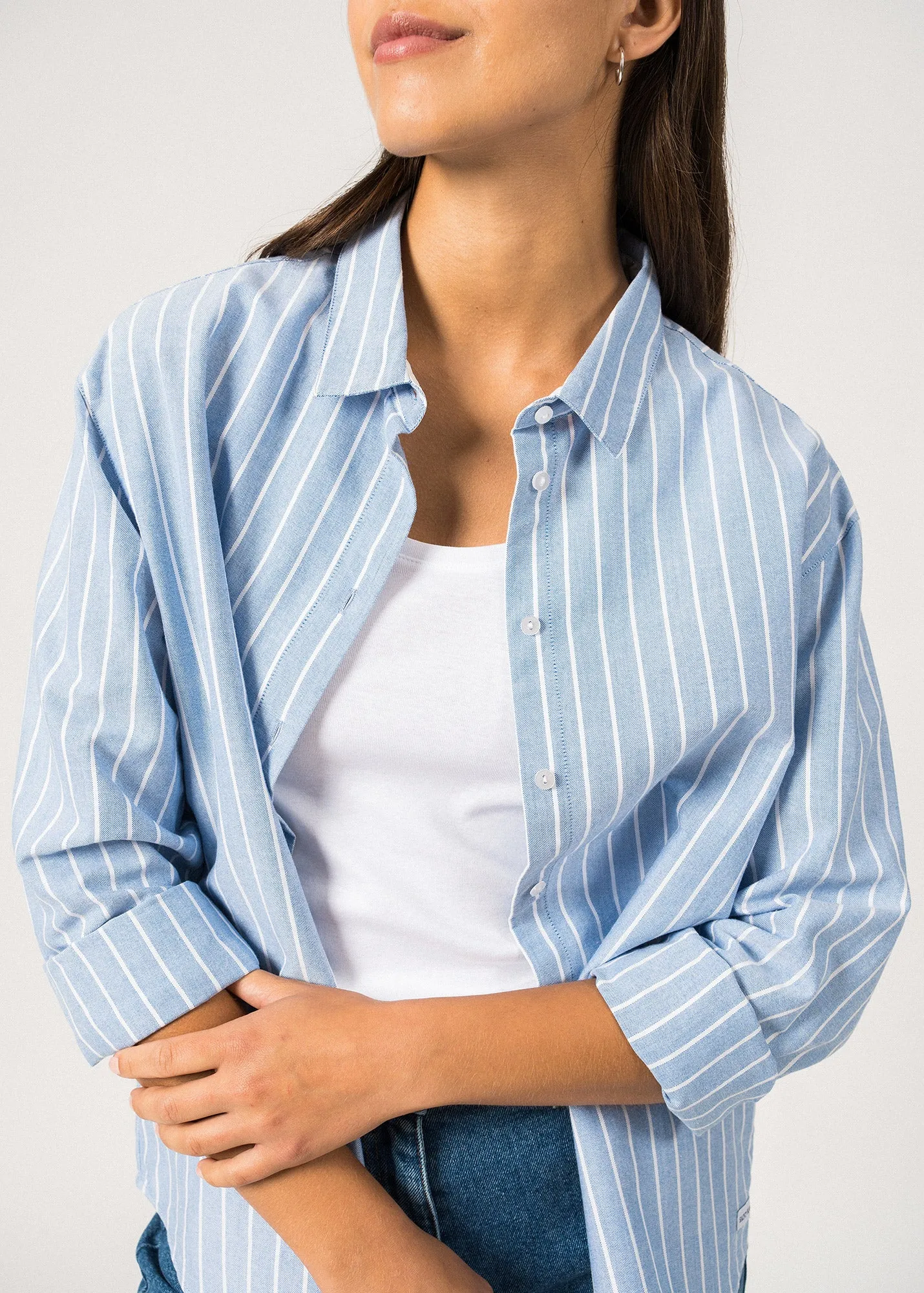 MYRIAM - Striped Cotton Shirt (MER BLUE / WHITE)