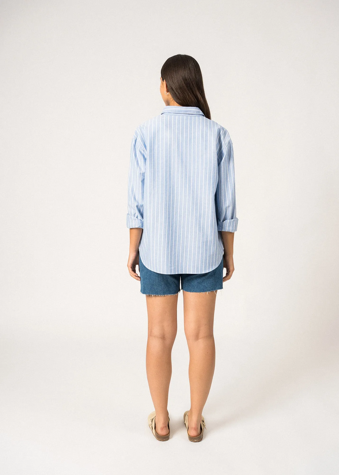 MYRIAM - Striped Cotton Shirt (MER BLUE / WHITE)