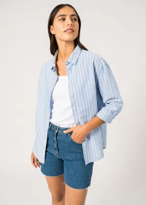 MYRIAM - Striped Cotton Shirt (MER BLUE / WHITE)