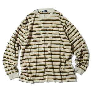Nautica Japan Pigment Dyed Border L/S Tee Beige