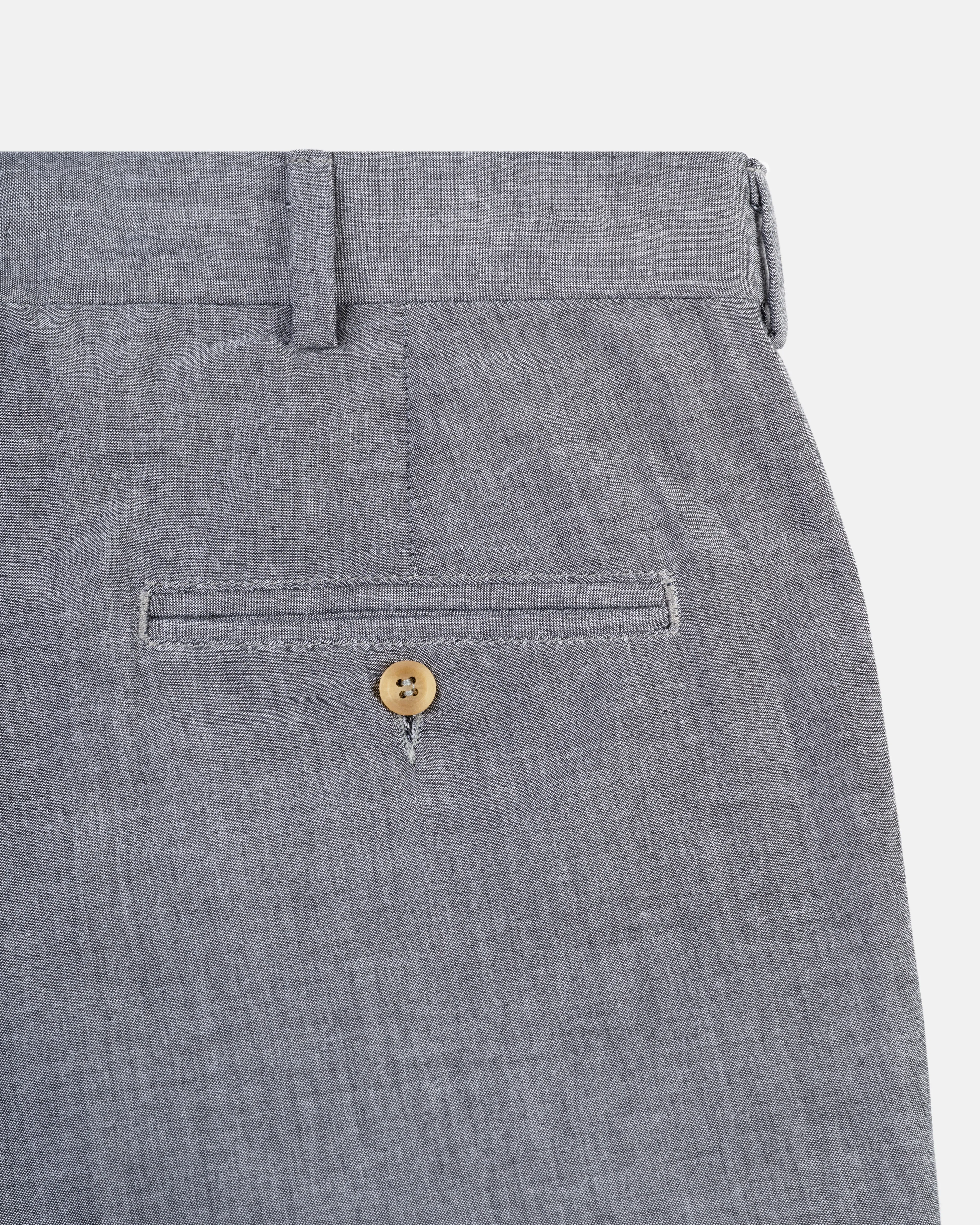 NAVY COTTON CHAMBRAY PANT
