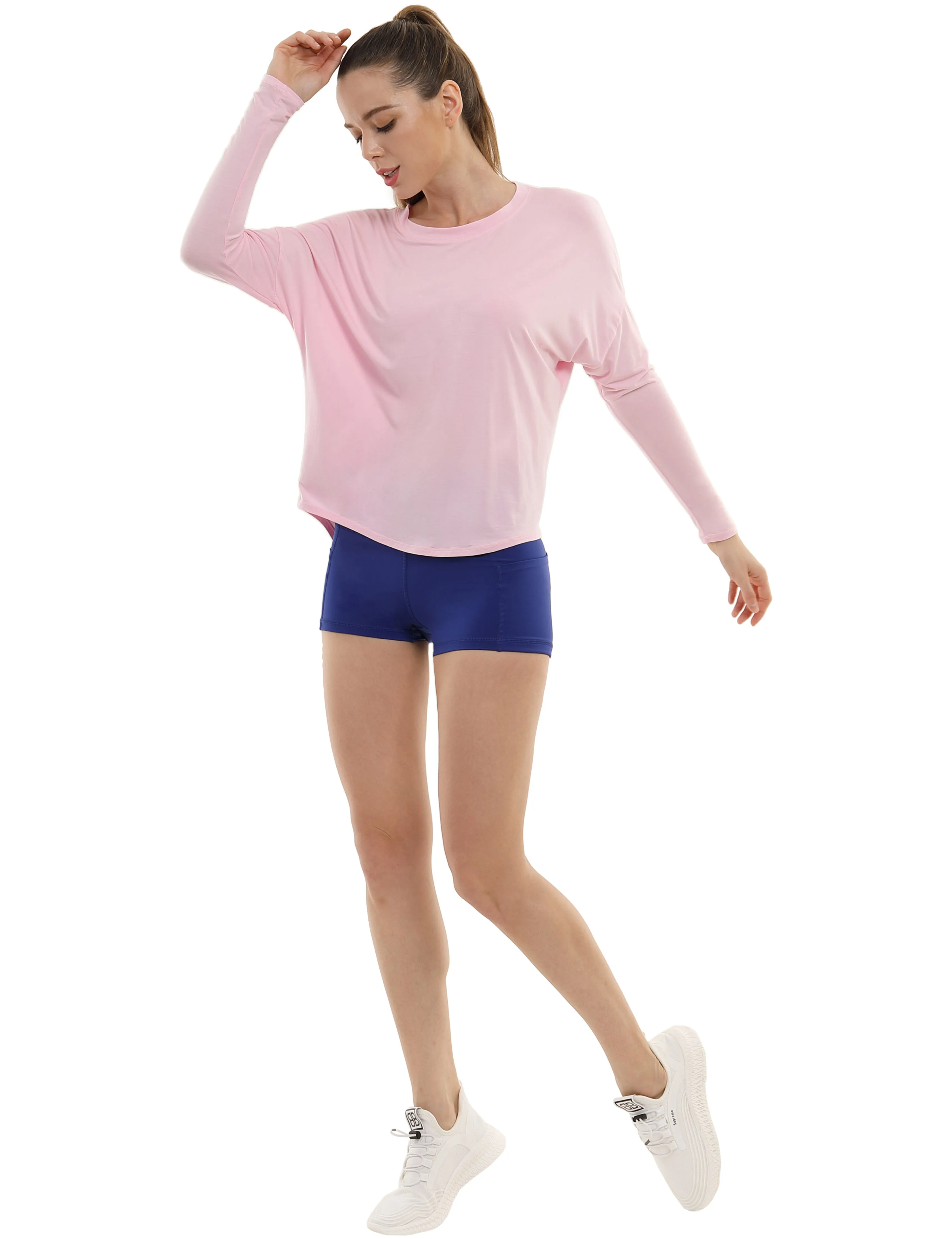 Oversized T-Shirt Biking Batwing Tunic Tops Lightpink_Biking | Bubblelime