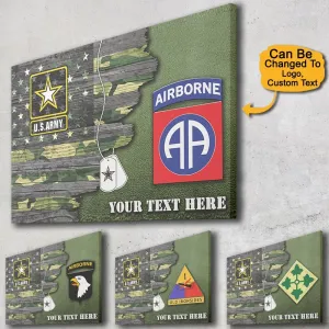 Personalized Army Canvas - USA Half Flag With Army CSIB Logo - Personalized Name & Logo