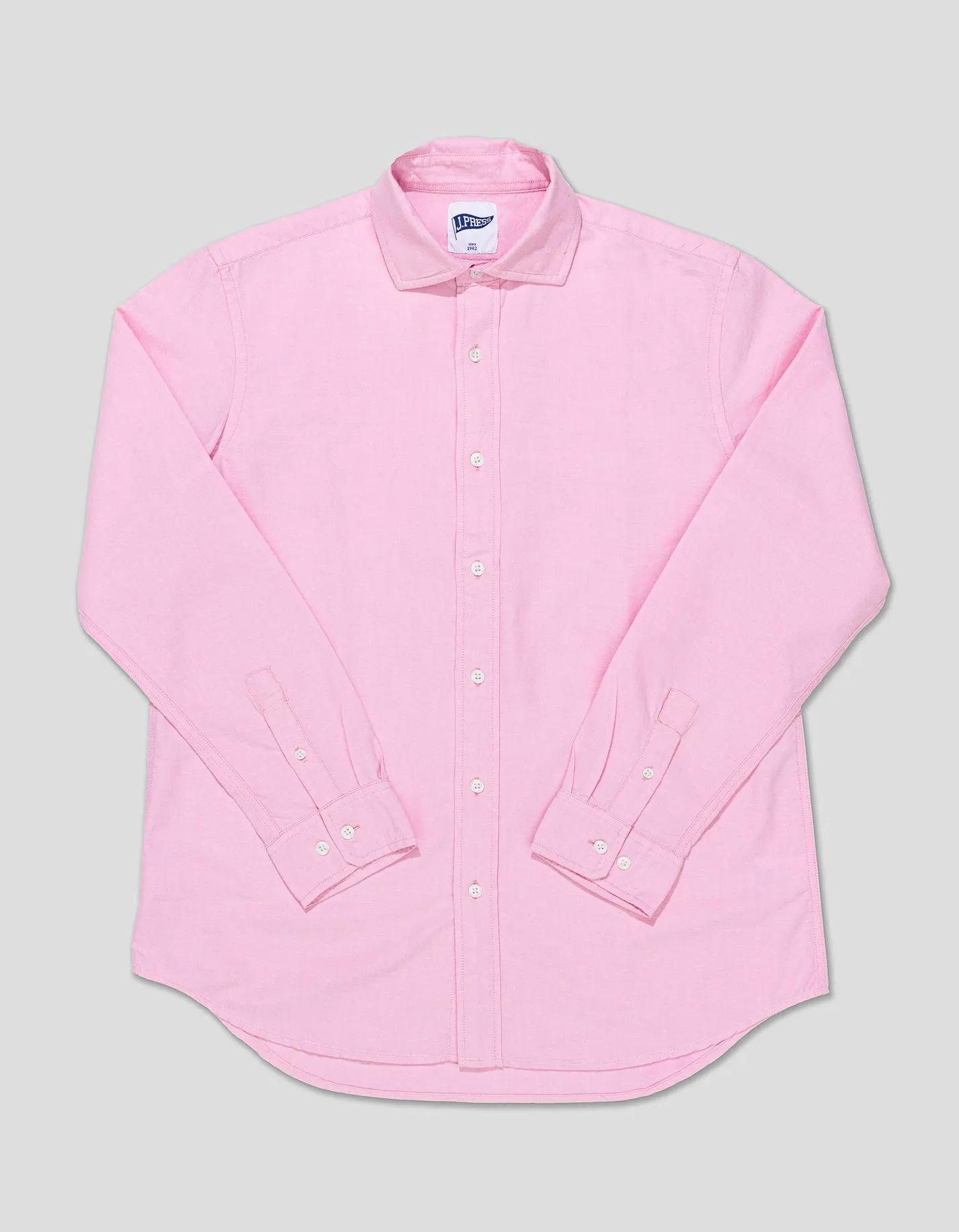 PINK ENZYME-WASHED OXFORD SPREAD COLLAR SHIRT