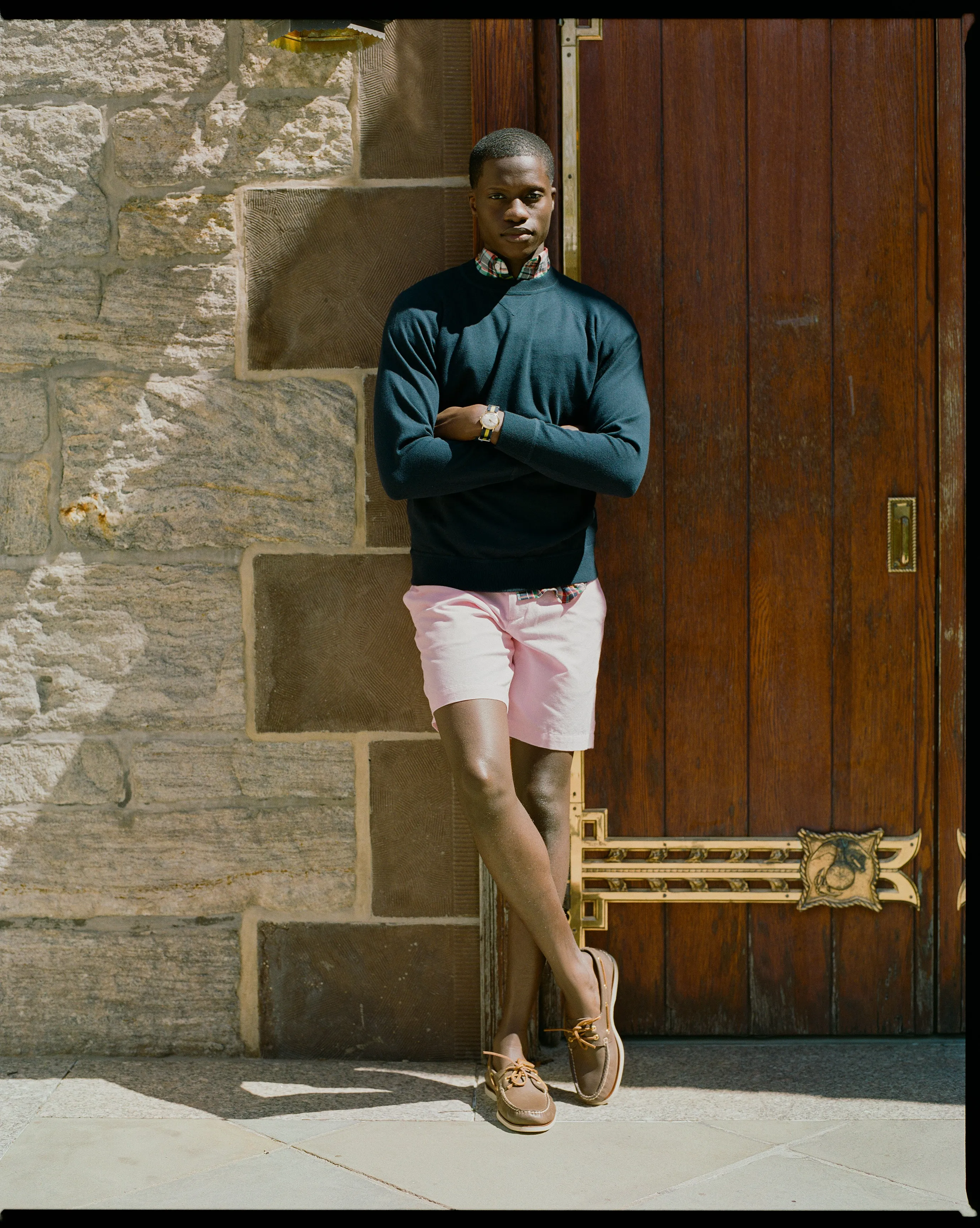 PINK OXFORD CLOTH SHORTS - TRIM FIT