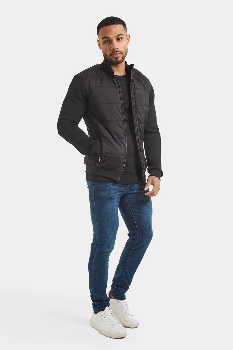 Quilted Hybrid Jacket in Black