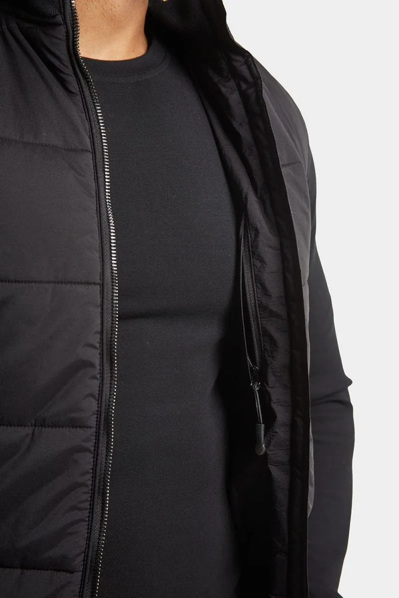Quilted Hybrid Jacket in Black