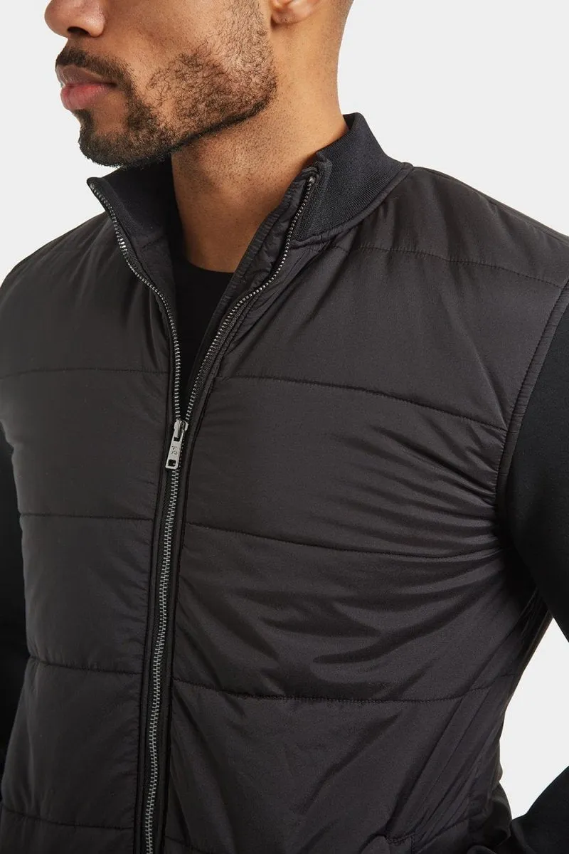 Quilted Hybrid Jacket in Black