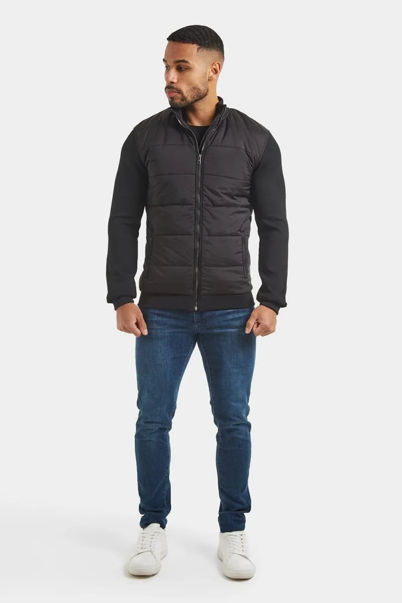 Quilted Hybrid Jacket in Black
