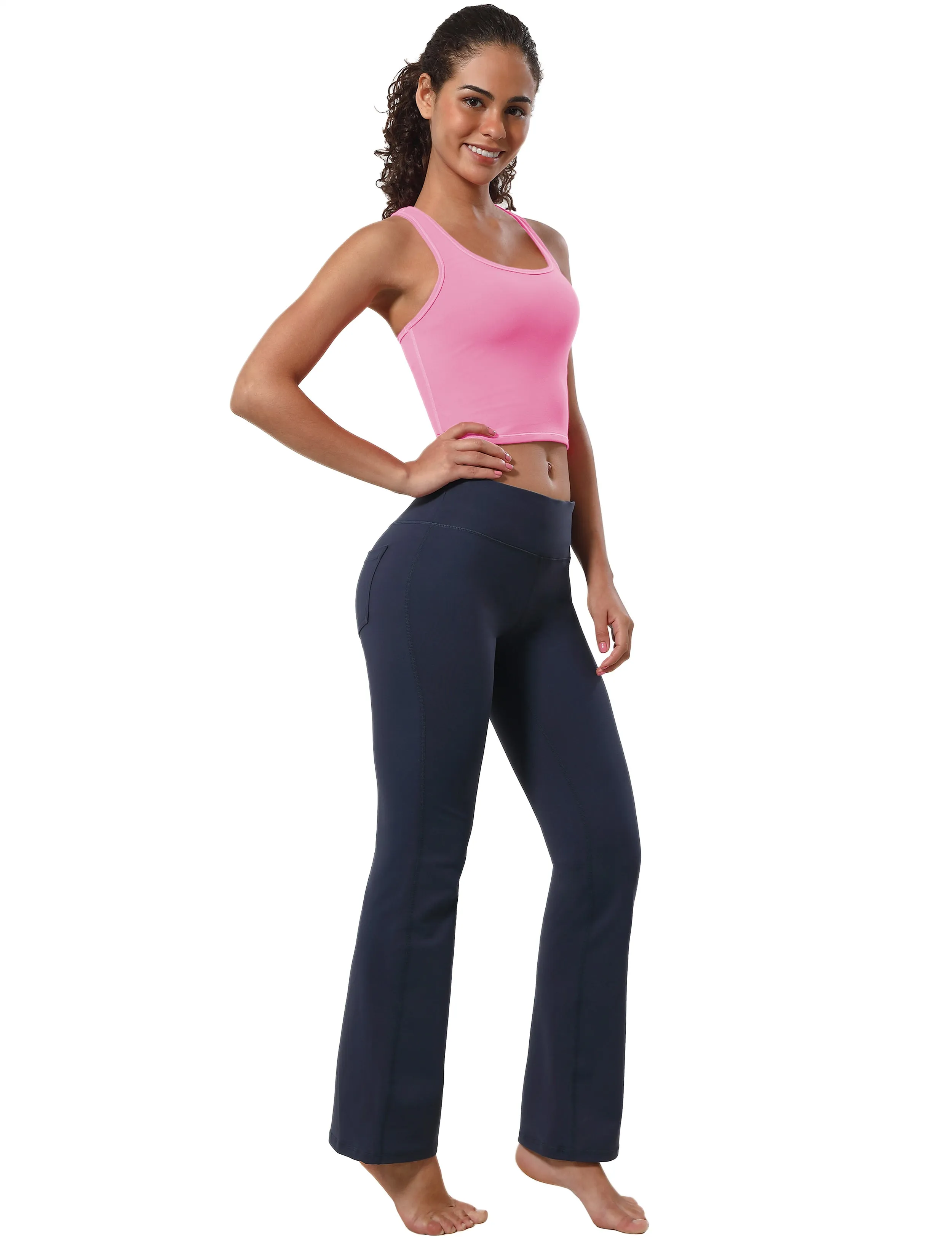 Racerback Athletic Crop Tank Tops lightpink_Tall Size