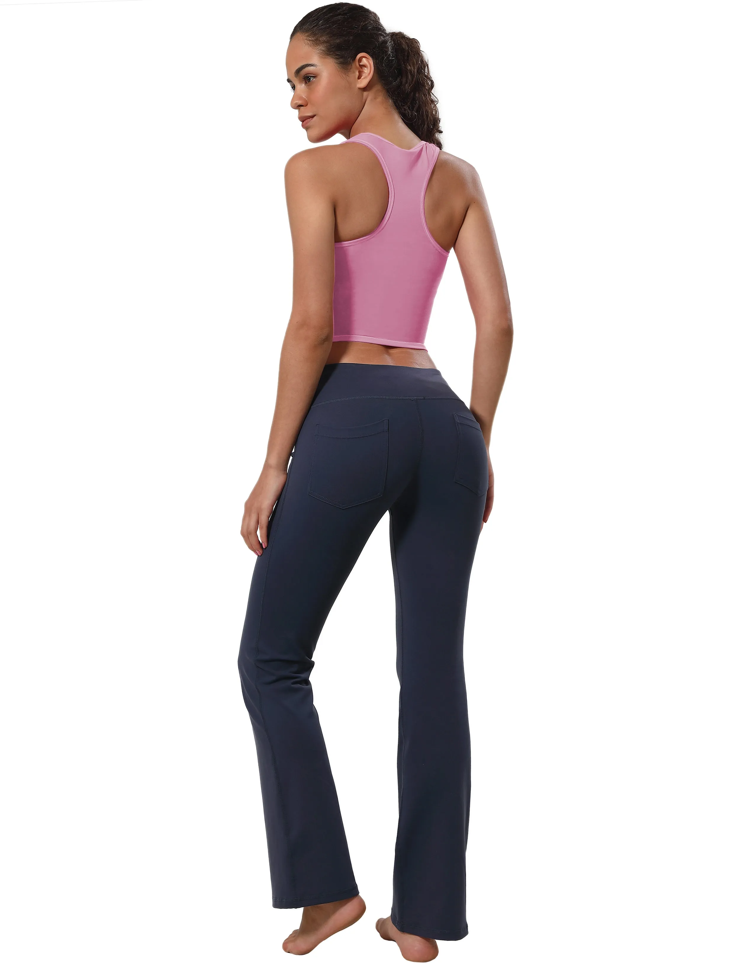 Racerback Athletic Crop Tank Tops lightpink_Tall Size