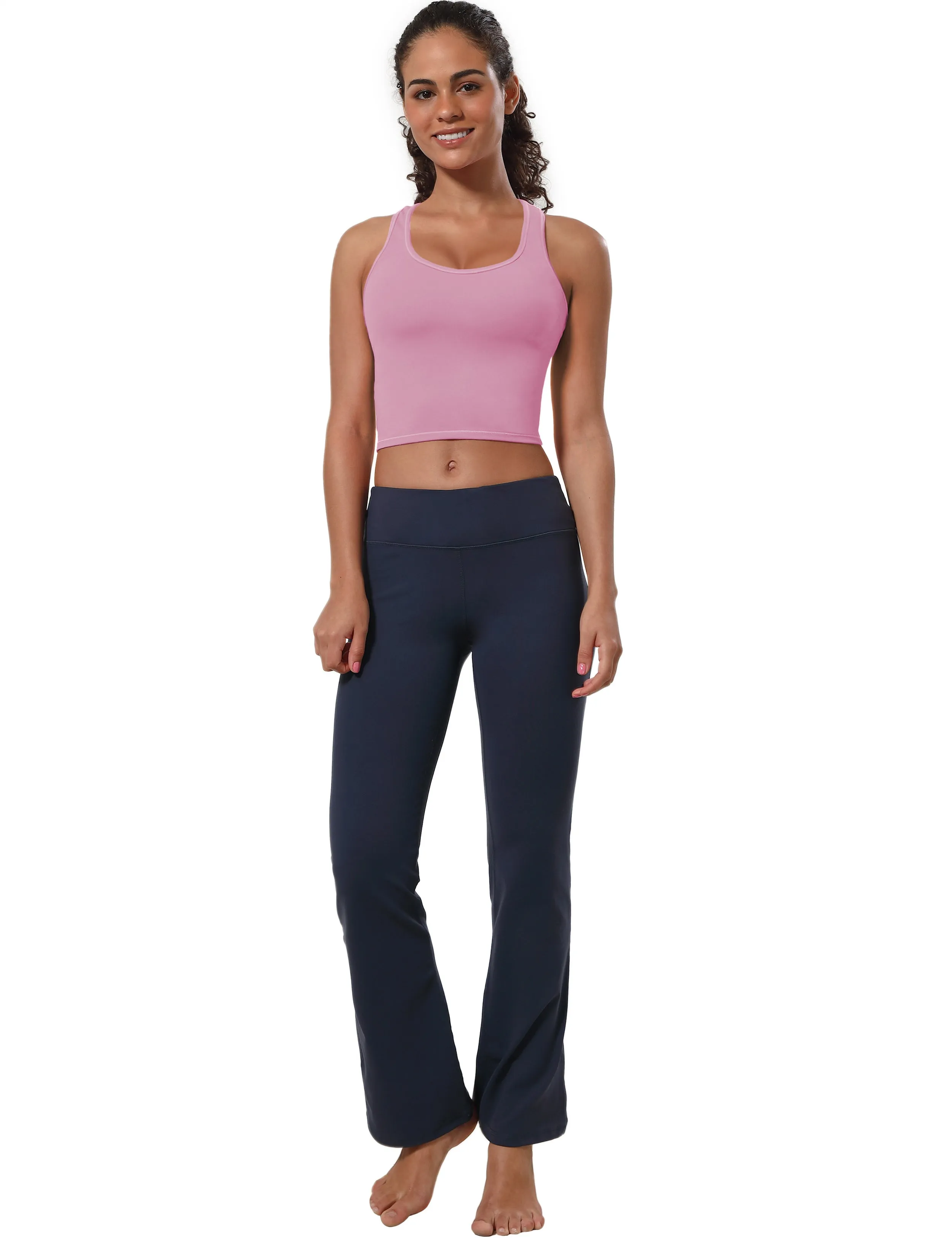 Racerback Athletic Crop Tank Tops lightpink_Tall Size