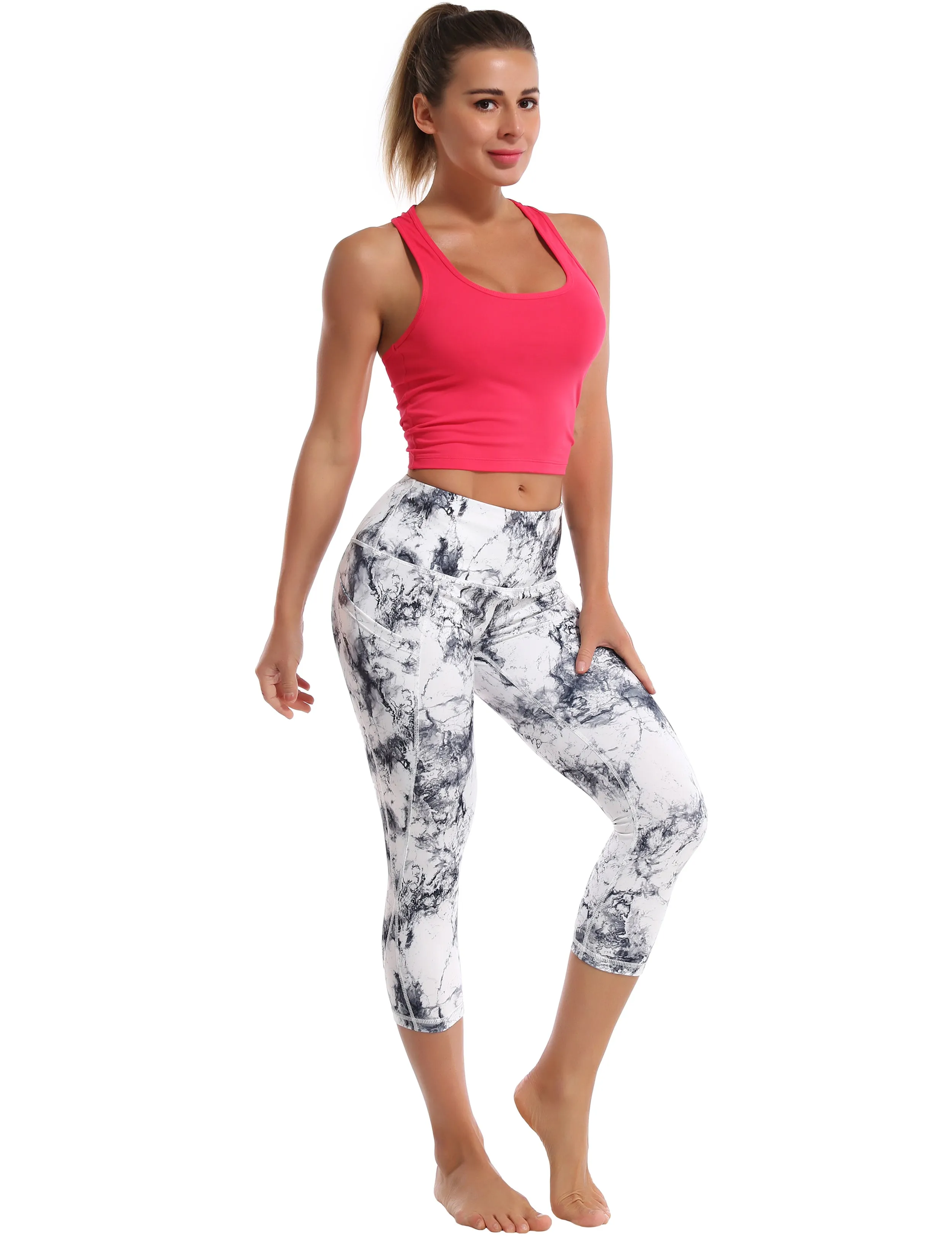 Racerback Athletic Crop Tank Tops red_Biking