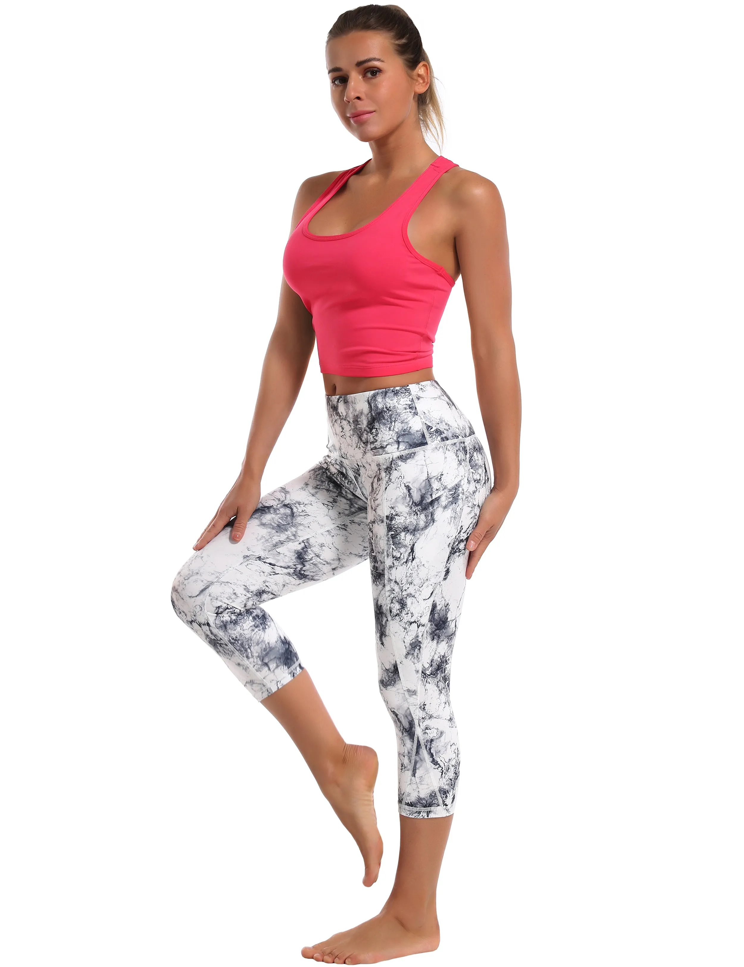 Racerback Athletic Crop Tank Tops red_Biking