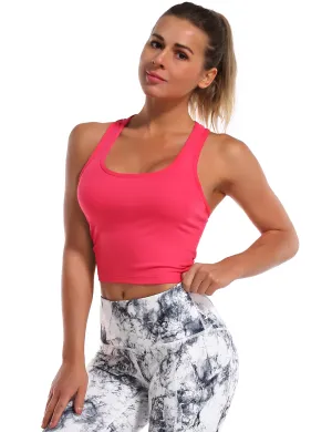 Racerback Athletic Crop Tank Tops red_Biking