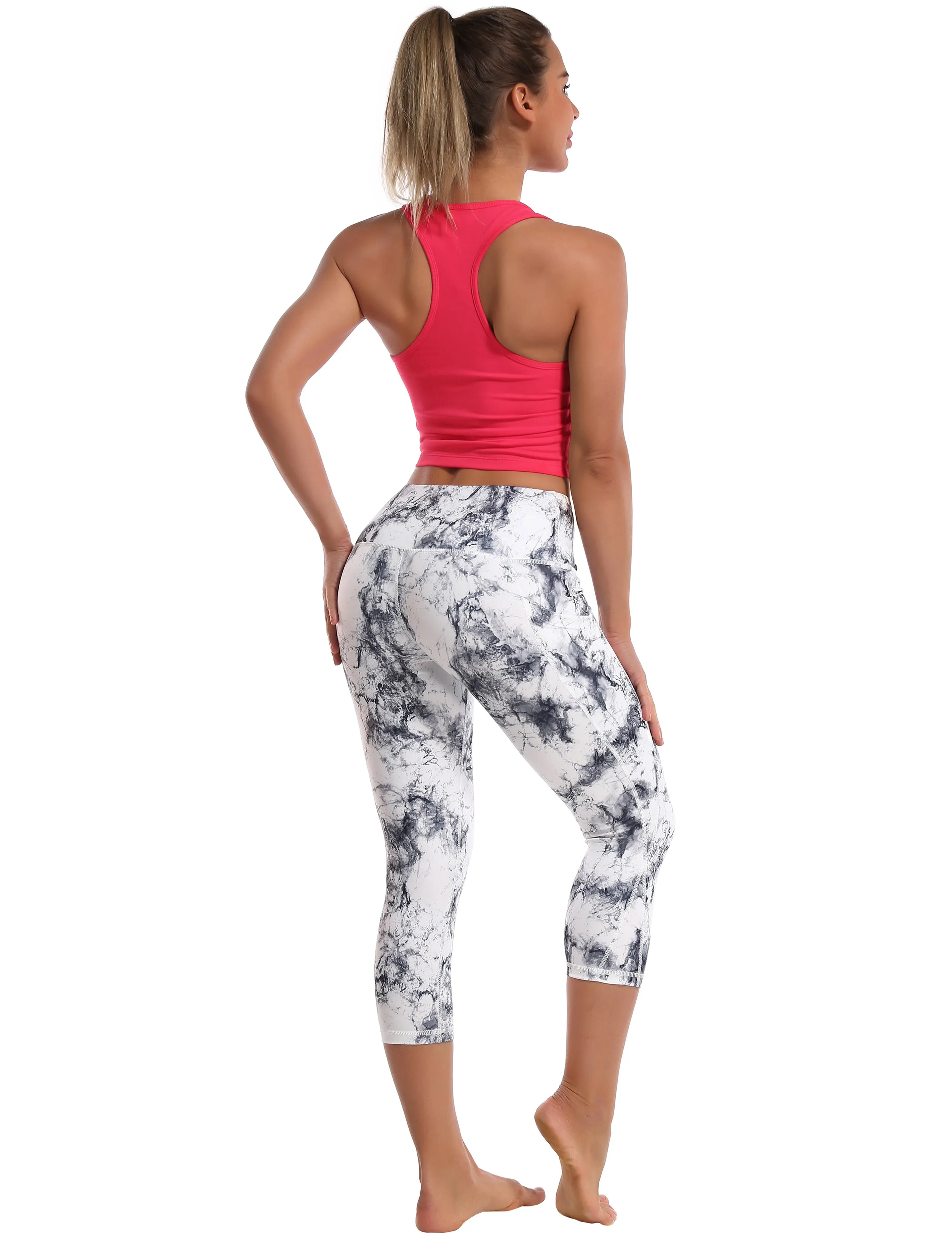 Racerback Athletic Crop Tank Tops red_Biking