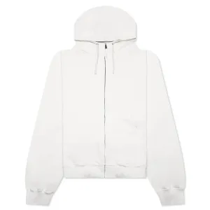 Reverse Applicated Stitch Logo Zipped Hoodie - Ecru