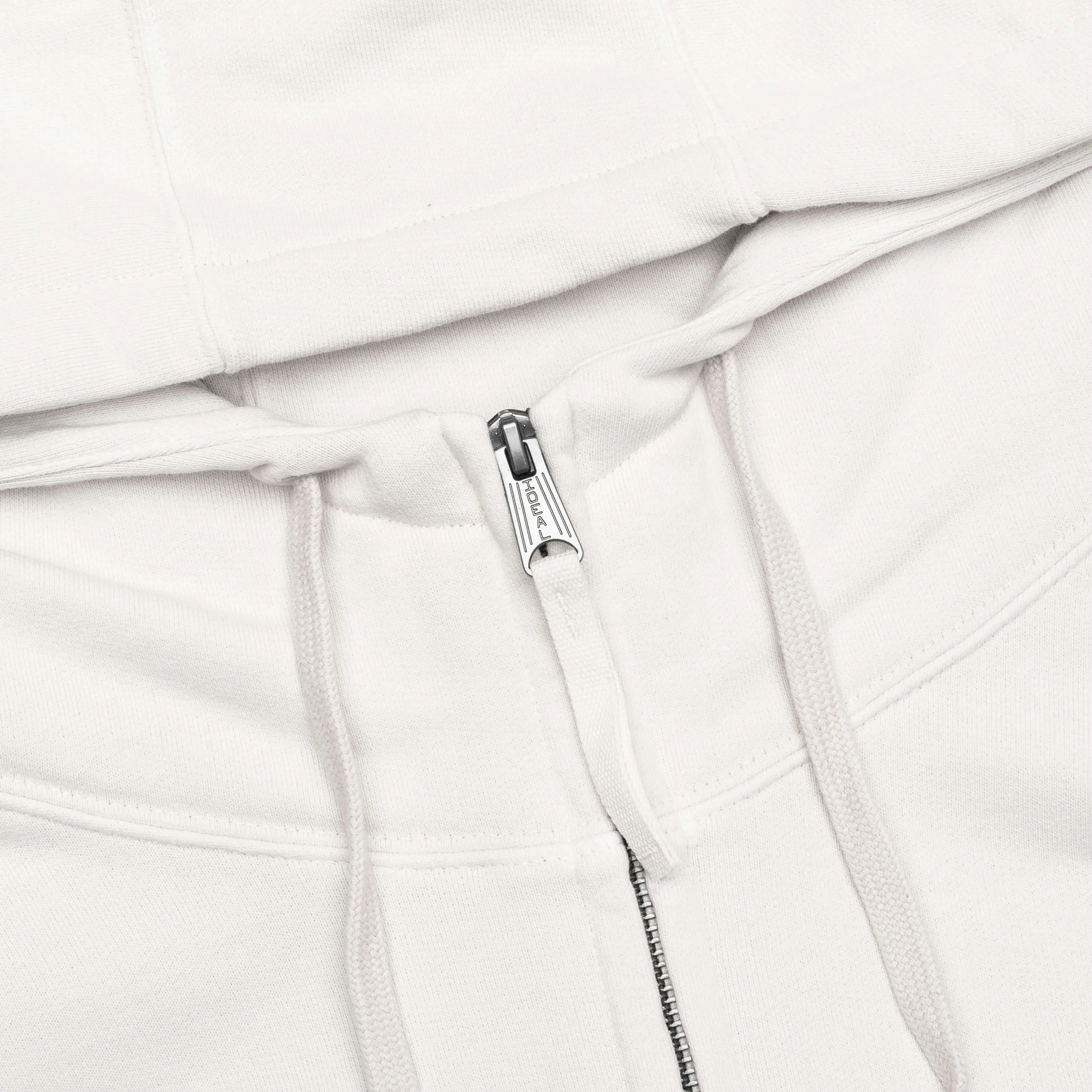 Reverse Applicated Stitch Logo Zipped Hoodie - Ecru