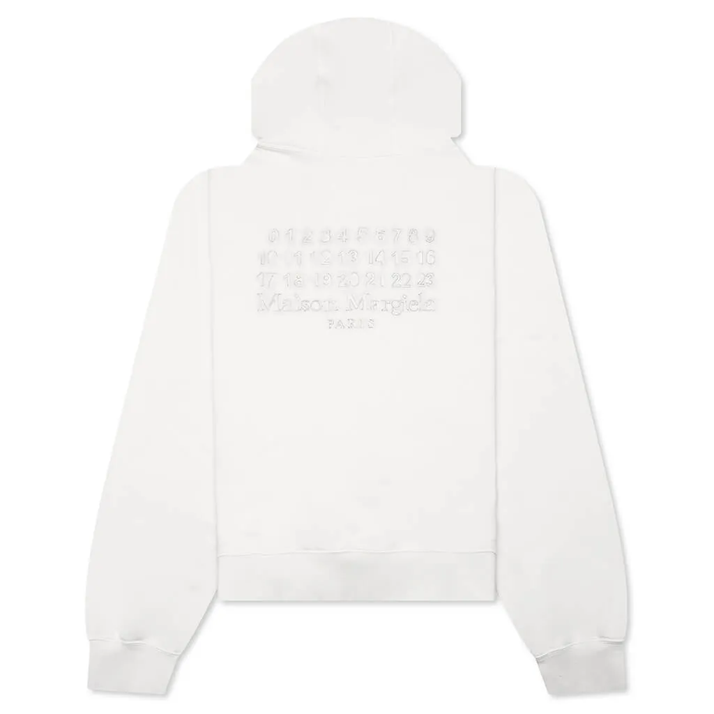 Reverse Applicated Stitch Logo Zipped Hoodie - Ecru