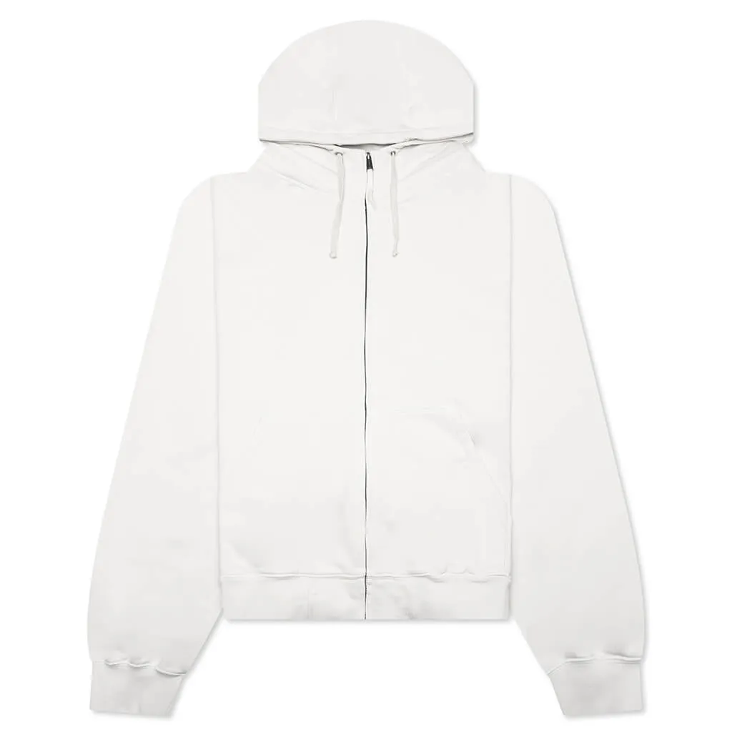 Reverse Applicated Stitch Logo Zipped Hoodie - Ecru