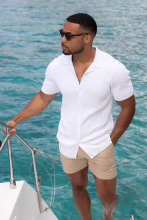 Ribbed Knitted Shirt in White