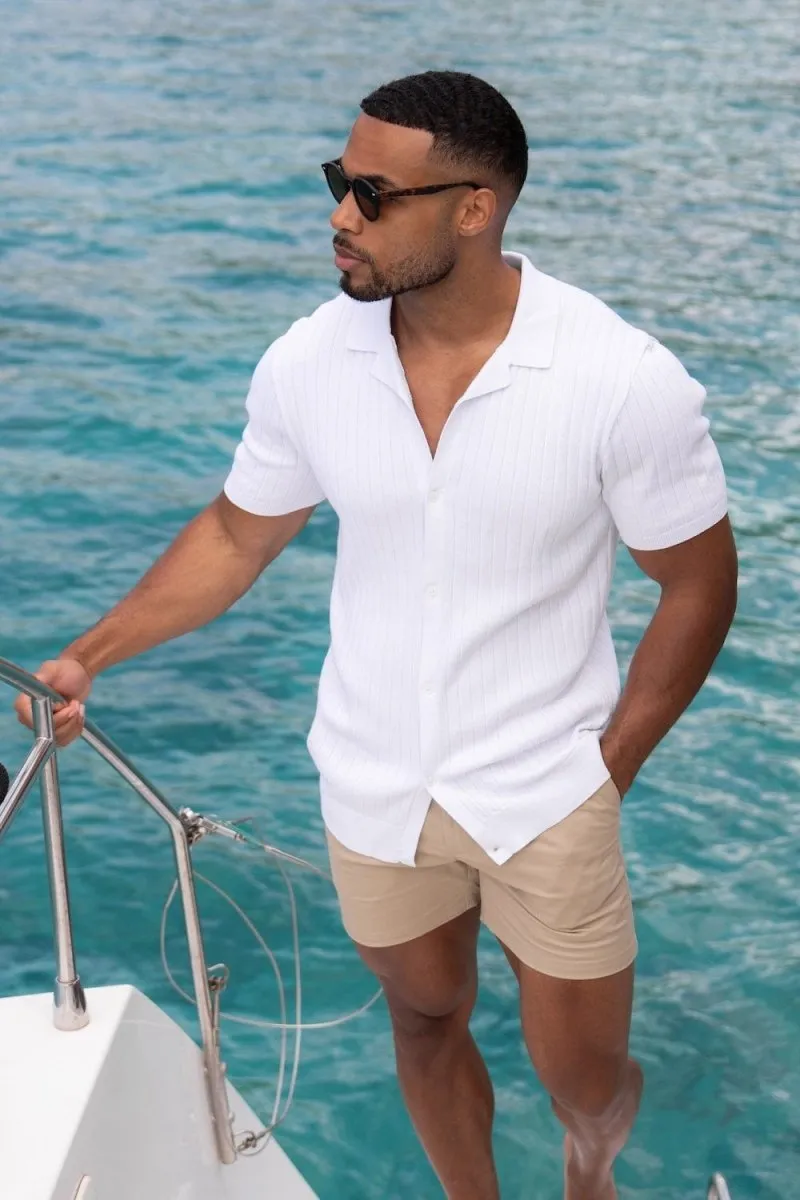 Ribbed Knitted Shirt in White