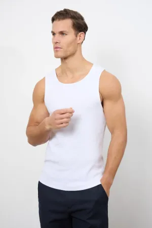 Ribbed Tank Top in White