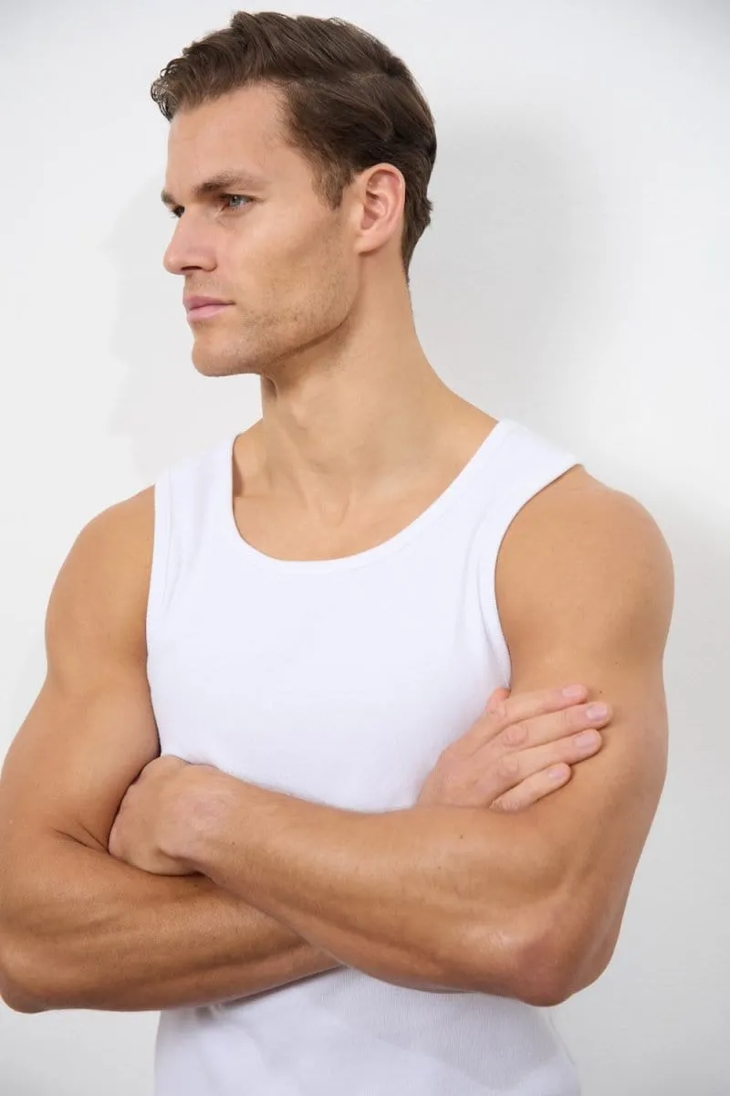 Ribbed Tank Top in White