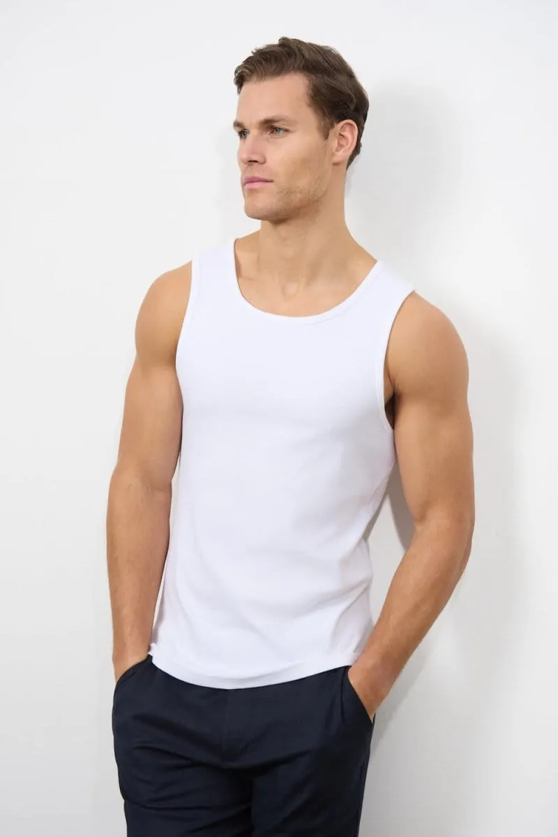 Ribbed Tank Top in White