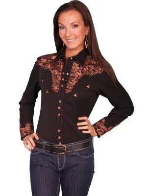 Scully Floral Tooled Embroidery - Women's Western Shirt