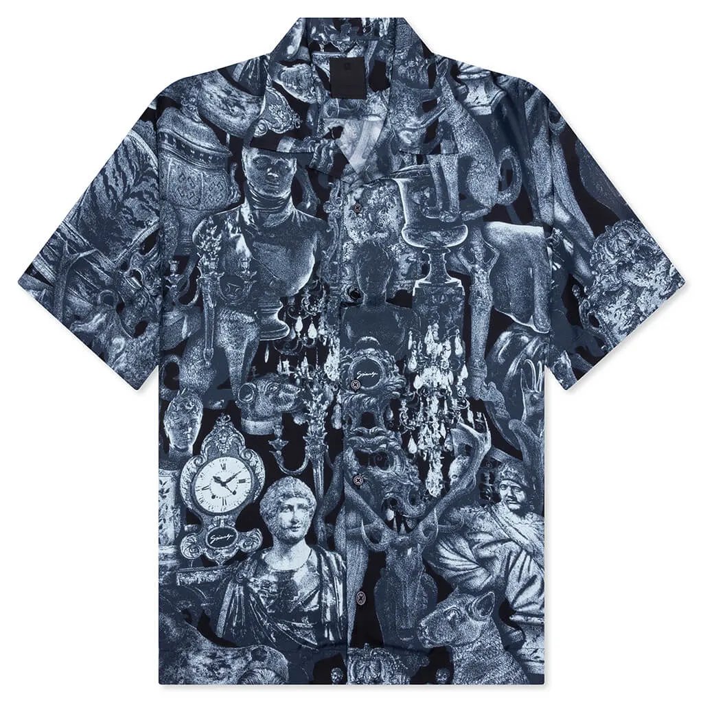Silk Shirt with Hubert Objects Print - Black/Navy