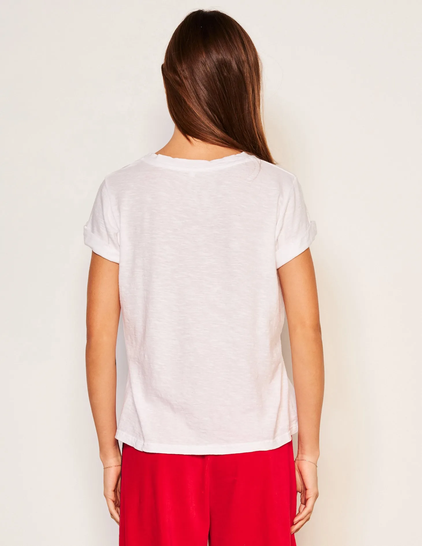 Sundry Mammoth Rolled Sleeve Tee in Optic White