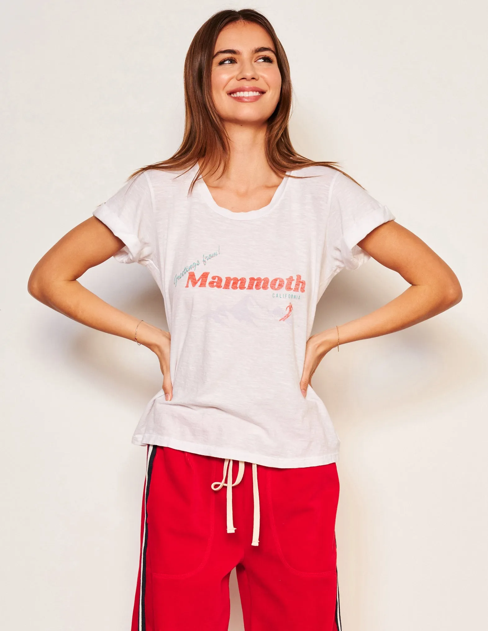 Sundry Mammoth Rolled Sleeve Tee in Optic White