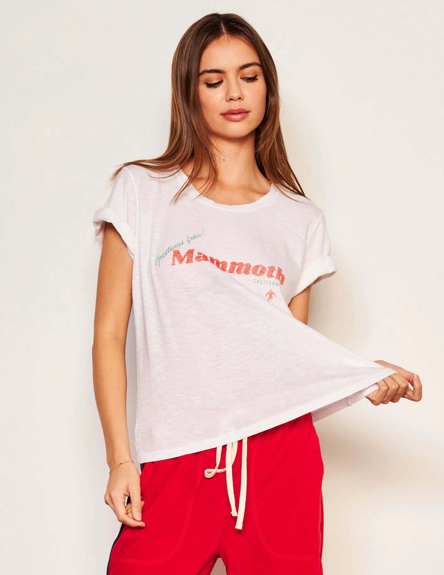 Sundry Mammoth Rolled Sleeve Tee in Optic White