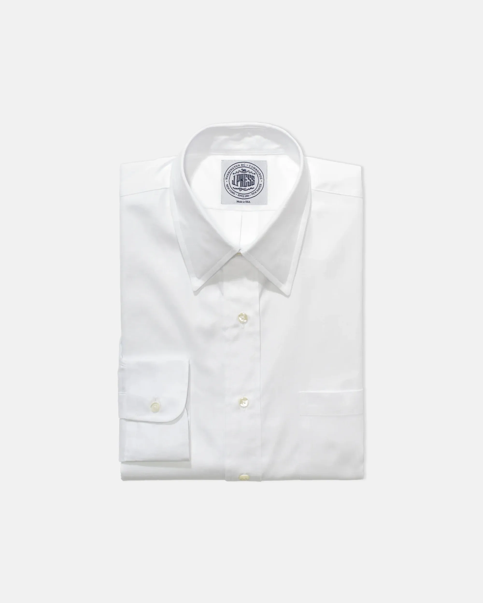 WHITE PINPOINT OXFORD POINT COLLAR DRESS SHIRT