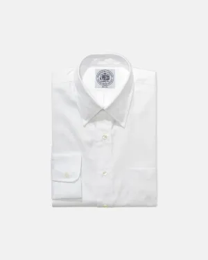 WHITE PINPOINT OXFORD POINT COLLAR DRESS SHIRT