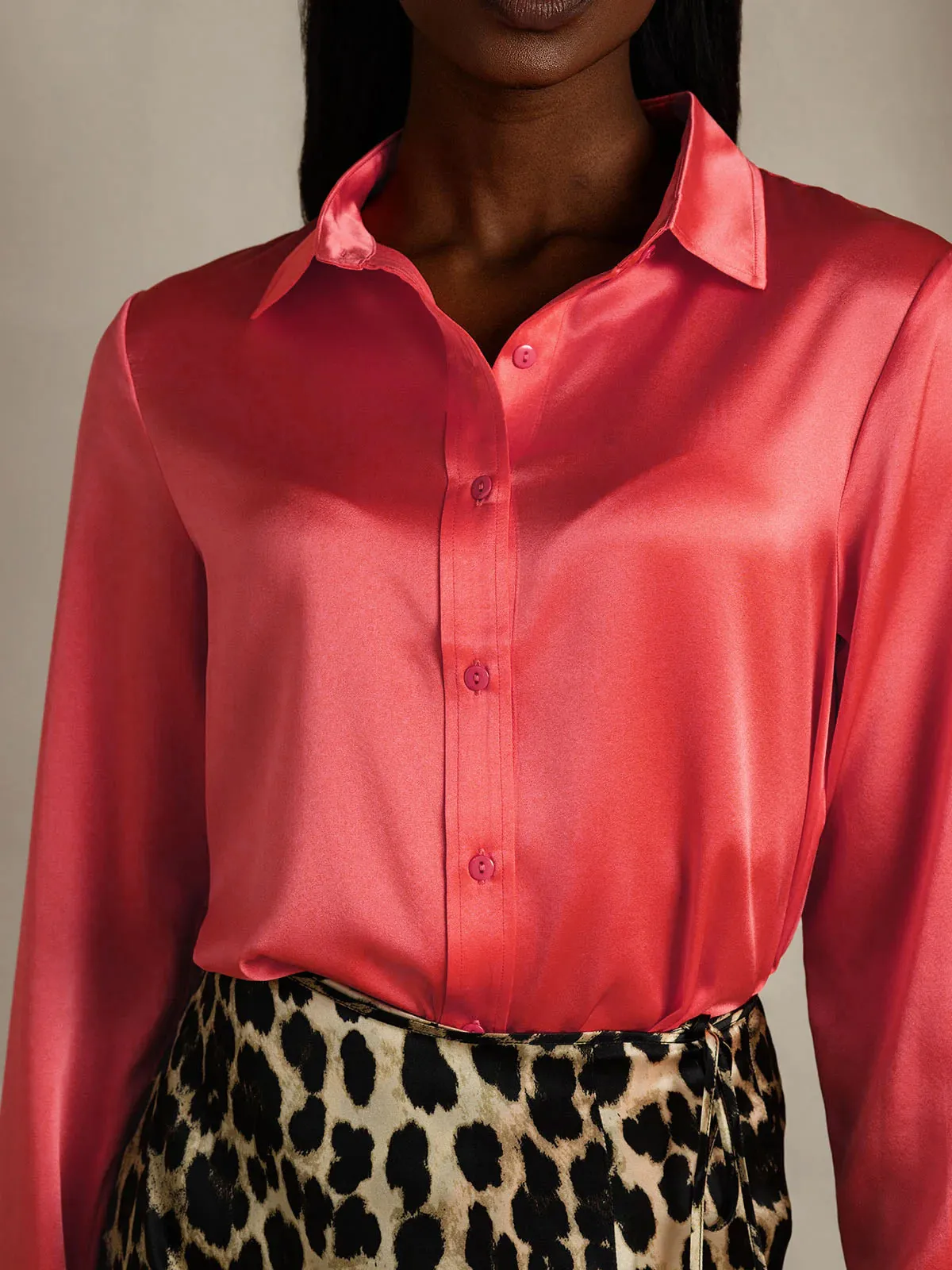 Women's 19 Momme Mulberry Silk Elegant Long-Sleeve Shirt