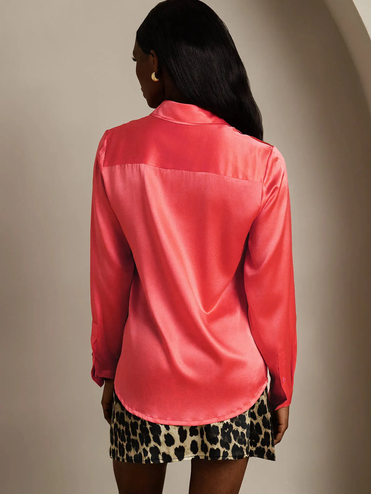 Women's 19 Momme Mulberry Silk Elegant Long-Sleeve Shirt