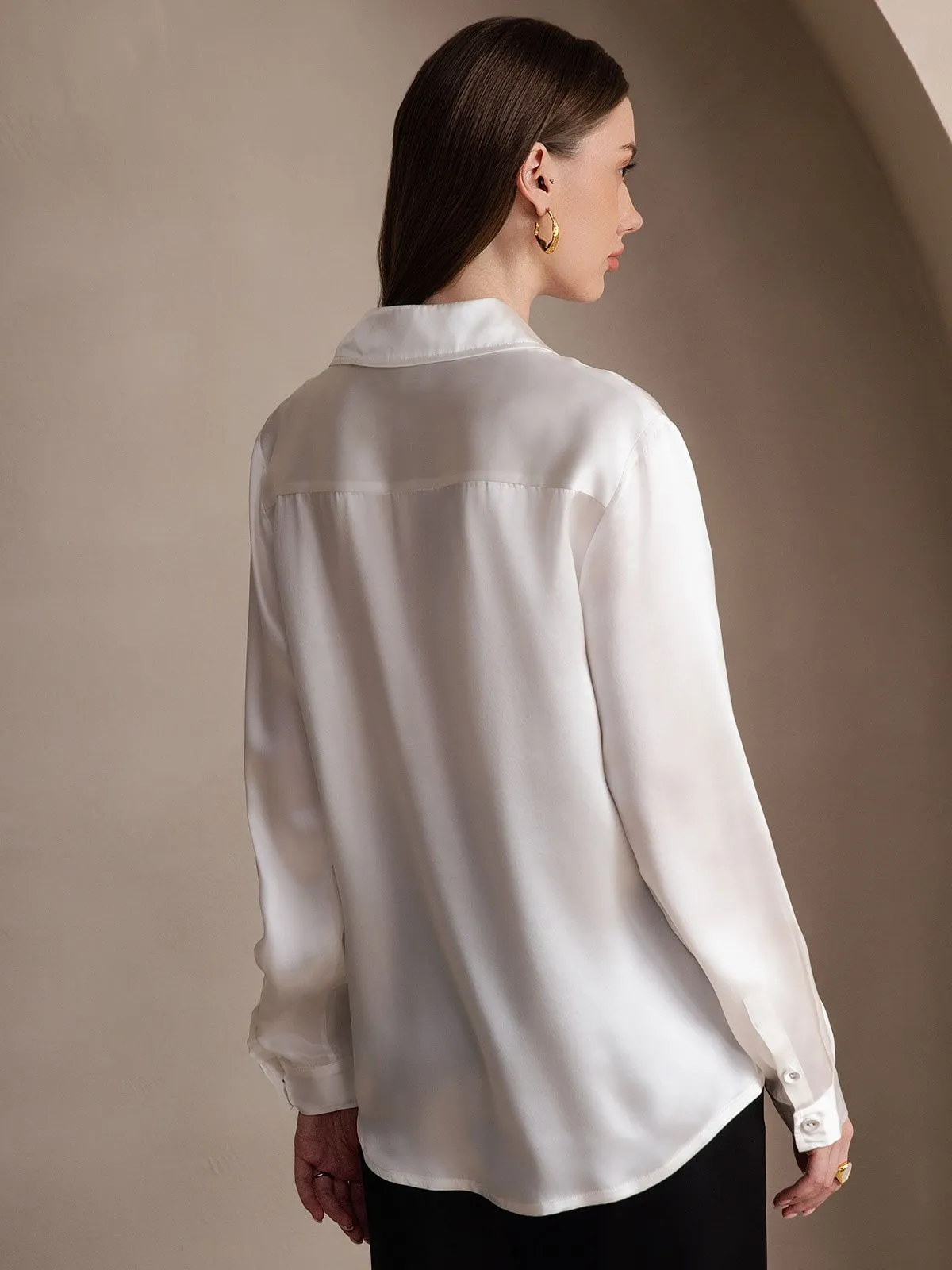Women's 19 Momme Mulberry Silk Elegant Long-Sleeve Shirt