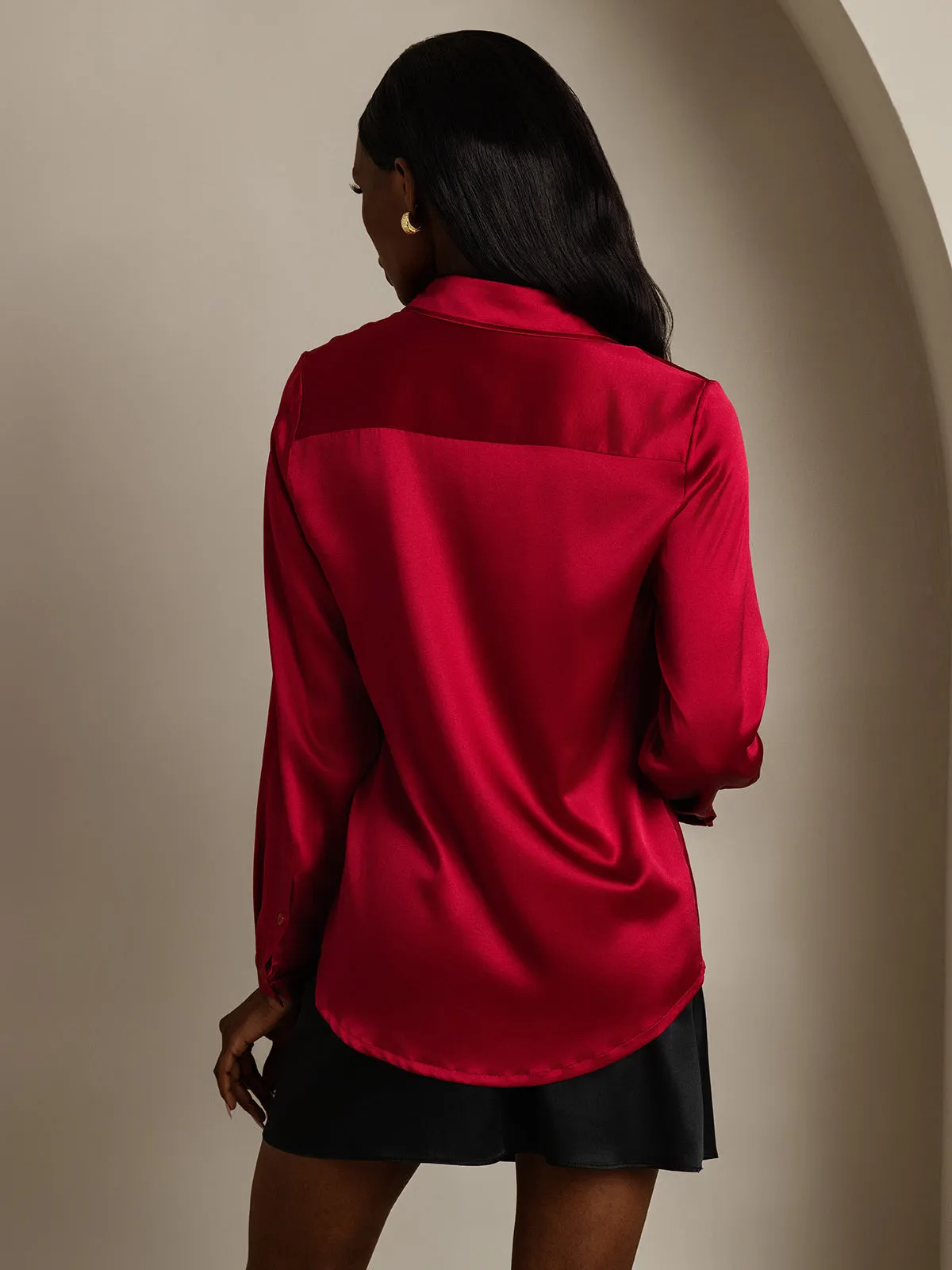 Women's 19 Momme Mulberry Silk Elegant Long-Sleeve Shirt