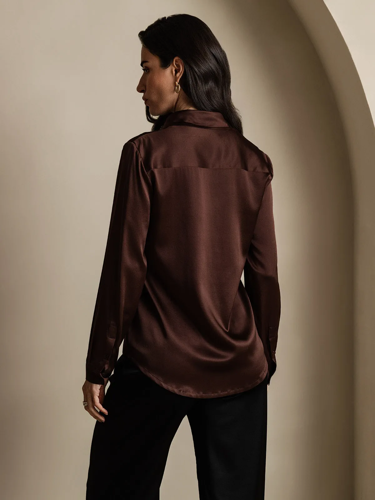 Women's 19 Momme Mulberry Silk Elegant Long-Sleeve Shirt